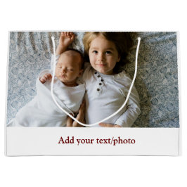 シンプル ミニマル あなたの写真を追加して テキスト クリスマス     L ラージペーパーバッグ