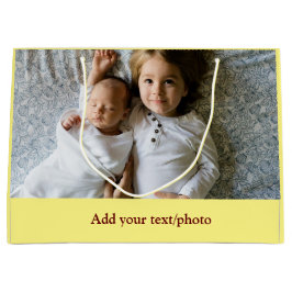 シンプル ミニマル あなたの写真を追加して テキスト クリスマス     L ラージペーパーバッグ