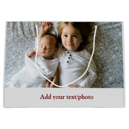 シンプル ミニマル あなたの写真を追加して テキスト クリスマス     L ラージペーパーバッグ