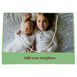 シンプル ミニマル あなたの写真を追加して テキスト クリスマス     L ラージペーパーバッグ