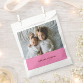 シンプル ミニマル あなたの写真を追加 テキスト クリスマス フェイバーバッグ (クリップ留めされた状態)