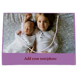 シンプル ミニマル あなたの写真を追加 テキスト クリスマス     ラージペーパーバッグ