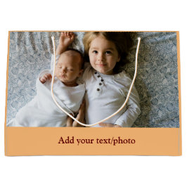 シンプル ミニマル あなたの写真を追加 テキスト クリスマス     L ラージペーパーバッグ