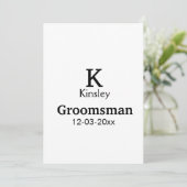 シンプル ミニマル お名前 カスタム ブライズメン 招待状 (スタンド正面)
