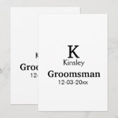 シンプル ミニマル お名前 カスタム ブライズメン 招待状 (正面/裏面)