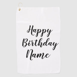 シンプル ミニマル お誕生日おめでとう 名前を入力 ゴルフタオル