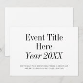 シンプル ミニマル イベント タイトル 招待状 (正面/裏面)