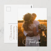 シンプル ミニマル ウェディング フォト サンクス ポストカード (正面/裏面)