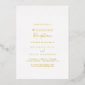 シンプル ミニマル ウェディング レセプション ゴールド 箔招待状 (正面)