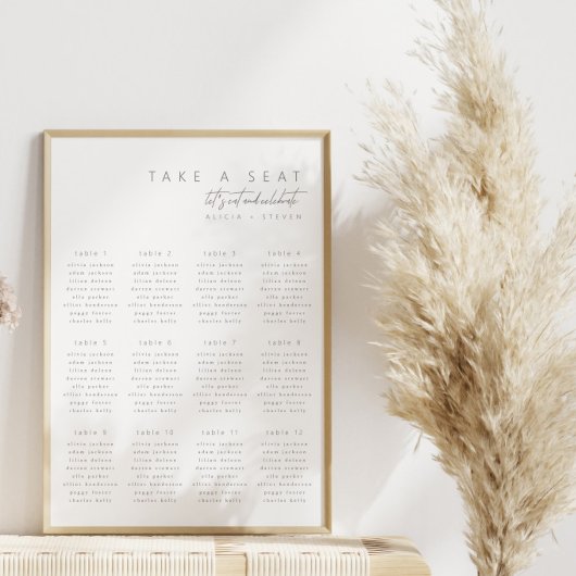 シンプル ミニマル ウェディング 席次表 ポスター