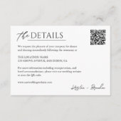 シンプル ミニマル ウェディング 詳細 QR コード エンクロージャーカード (正面)