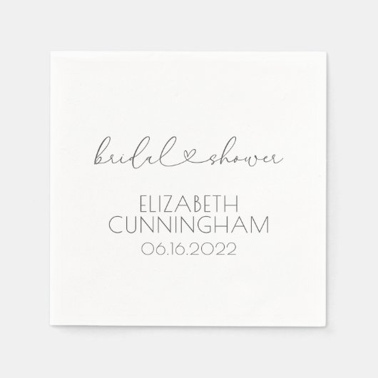 シンプル ミニマル エレガント おしゃれ ハート ブライダルシャワー スタンダードカクテルナプキン (正面)