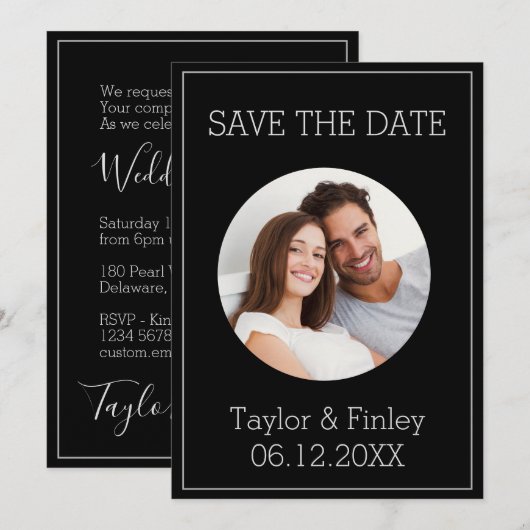 シンプル ミニマル エレガント オーダーメイド フォト ウェディング 招待状 (正面/裏面)