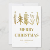 シンプル ミニマル エレガント ゴールド クリスマスツリー シーズンカード (正面)