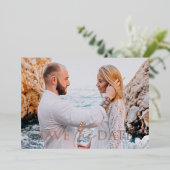 シンプル ミニマル エレガント ワンフォト セーブ・ザ・デート 箔招待状 (立ち正面)