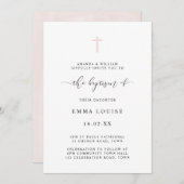 シンプル ミニマル エレガント 水彩 十字 洗礼 招待状 (正面/裏面)