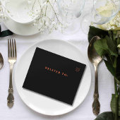 シンプル ミニマル オレンジ ブラック フォト QR コード オールインワン招待状