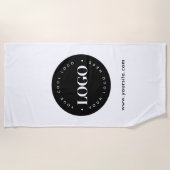 シンプル ミニマル カスタム ロゴ & テキスト ビジネス カンパニー ビーチタオル (正面)