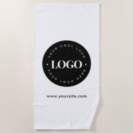 シンプル ミニマル カスタム ロゴ & テキスト ビジネス カンパニー ビーチタオル