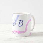 シンプル ミニマル カップル名 都市名 テキストを追加 コーヒーマグカップ (正面右)