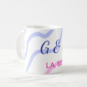 シンプル ミニマル カップル名 都市名 テキストを追加 コーヒーマグカップ (正面左)