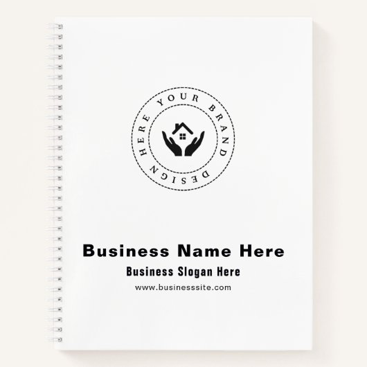 シンプル ミニマル カラー 名前 | カスタム ロゴ & テキスト ノートブック (正面)