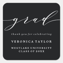 シンプル ミニマル カリグラフィー 卒業 ステッカー