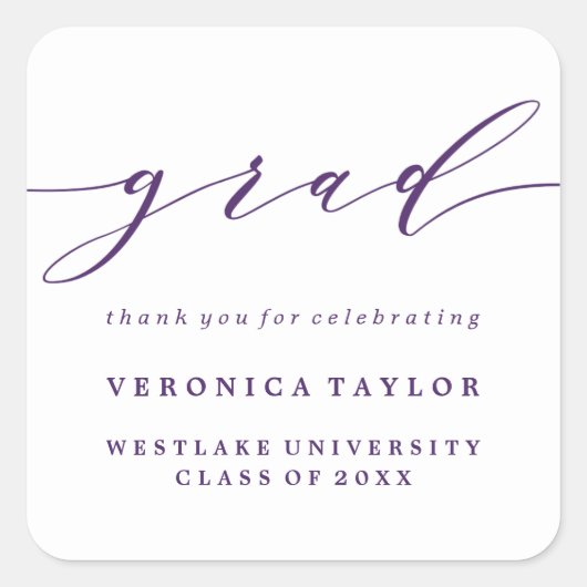 シンプル ミニマル カリグラフィー 卒業 ステッカー (正面)