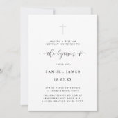 シンプル ミニマル クラシック 水彩 グレー 洗礼 招待状 (正面)