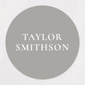 シンプル ミニマル グレー オーチャー タウペ カスタム ネーム 学校 ラベル (デザイン1)