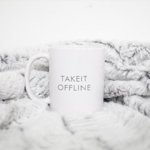 シンプル ミニマル グレー 白 カスタム TAKE IT OFFLINE コーヒーマグカップ