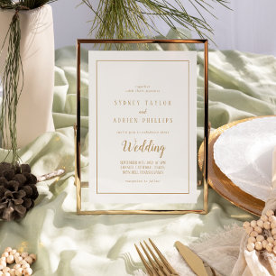 シンプル ミニマル ゴールド カジュアル フレーム 結婚式 招待状
