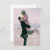 シンプル ミニマル スクリプトと写真 セーブザデート (正面/裏面)