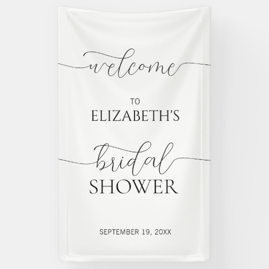シンプル ミニマル スクリプト ブライダル シャワー ウェルカム 横断幕 (縦)