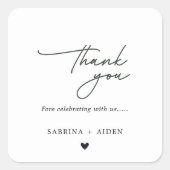 シンプル ミニマル スクリプト ブライダル シャワー スクエアシール (正面)