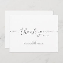 シンプル ミニマル スクリプト ブライダル シャワー 感謝カード