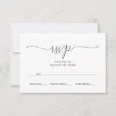 シンプル ミニマル スクリプト ブラック＆ホワイト ウェディング RSVP (正面)