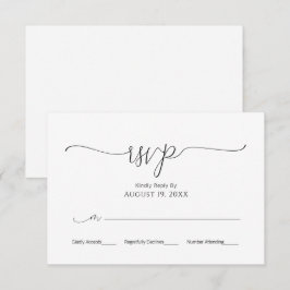 シンプル ミニマル スクリプト ブラック&ホワイト ウェディング RSVP