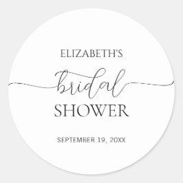 シンプル ミニマル スクリプト ブラック＆ホワイト ブライダル シャワー ラウンドシール