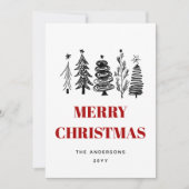 シンプル ミニマル スケッチ 黒 白 赤 クリスマス (正面)