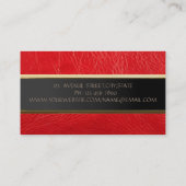 シンプル ミニマル ストライプ 赤 レザー調 名刺 (裏面)