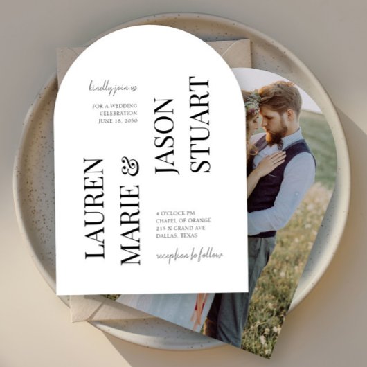 シンプル ミニマル タイポグラフィー ブラック ウェディング フォト 招待状