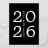 シンプル ミニマル タイポグラフィー 新年 2025 箔シーズンカード (正面)