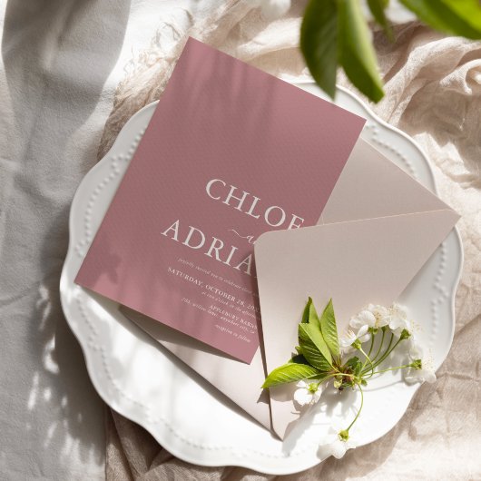 シンプル ミニマル ダスティピンク ウェディング 招待状