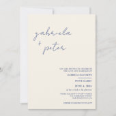 シンプル ミニマル ネイビーブルー モダンウェディング 招待状 (正面)