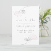 シンプル ミニマル ピンク チャコール フラワー 招待状 (スタンド正面)