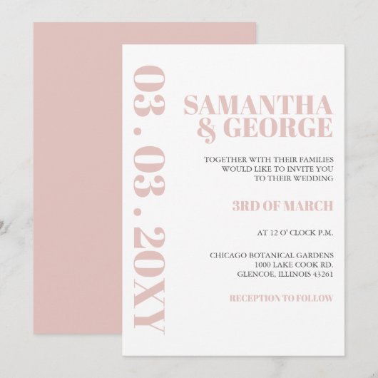 シンプル ミニマル ブッシュ モダン ウェディング 招待状 (正面/裏面)