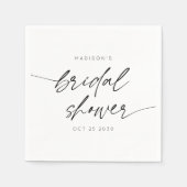 シンプル ミニマル ブライダルシャワー スクリプト | ブラック ホワイト スタンダードカクテルナプキン (正面)