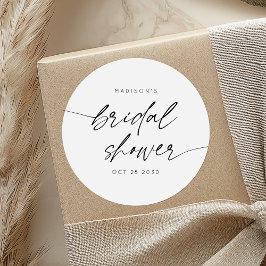 シンプル ミニマル ブライダルシャワー スクリプト | ブラック ホワイト ラウンドシール