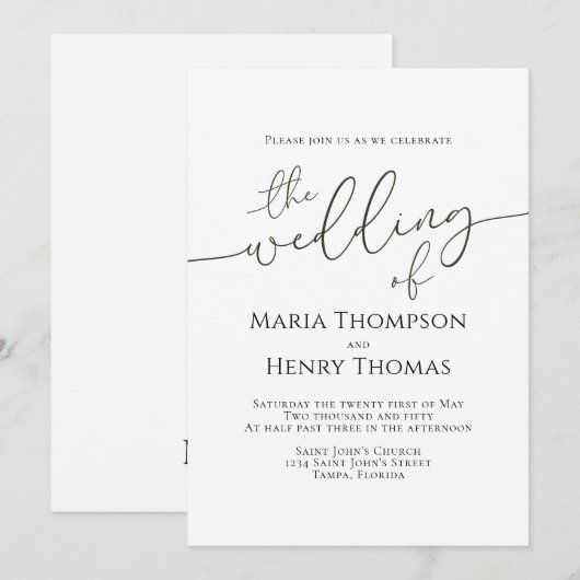 シンプル ミニマル ブラック テキスト カリグラフィー テンプレート (正面/裏面)